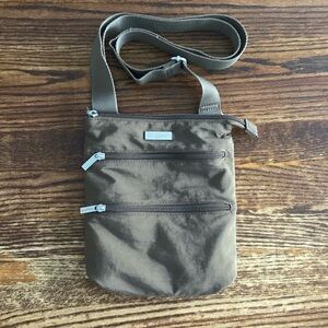 Baggallini Brown Nylon Crossbody Bag Triple Zipper
